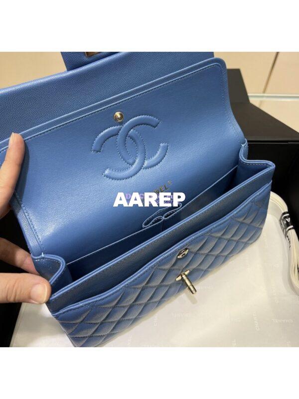 Replica Chanel 23C New CF 1112 Classic Flap Bag Qulited Grainy Caviar with Light Gold Hardware in Azure (Limited Edition Colour) 9