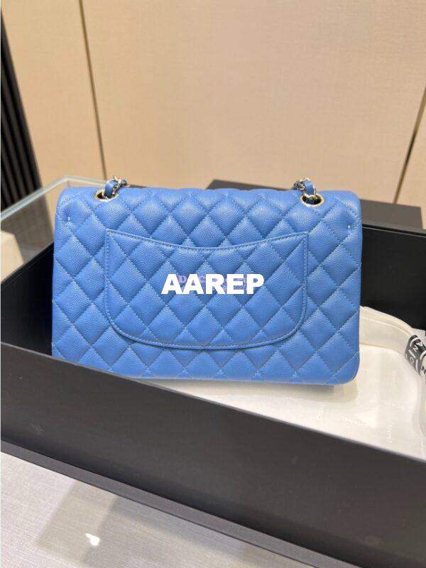 Replica Chanel 23C New CF 1112 Classic Flap Bag Qulited Grainy Caviar with Light Gold Hardware in Azure (Limited Edition Colour) 11
