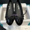 Replica Chanel Tweed and Grossgrain Cap Toe Ballerinas G02819 Black GoldStrip