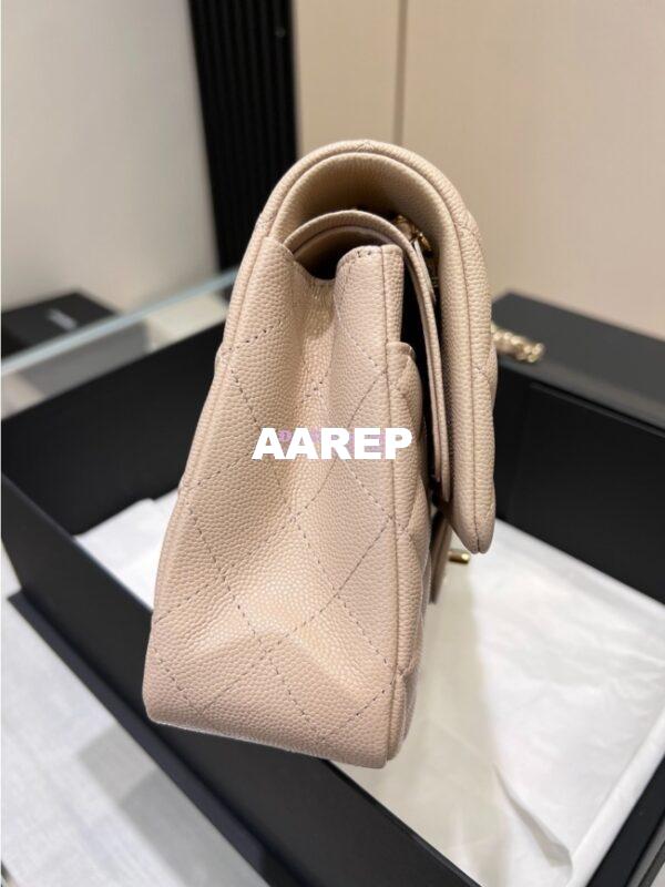 Replica Chanel 23C New CF 1112 Classic Flap Bag Qulited Grainy Caviar with Light Gold Hardware in Light Creme (Limited Edition Colour) 7