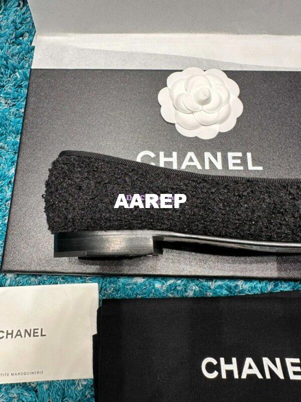 Replica Chanel Tweed and Patent Cap Toe Ballerinas G02819 Black 8