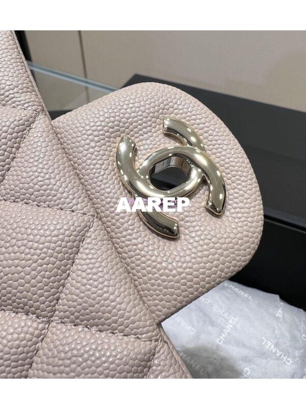 Replica Chanel 23C New CF 1112 Classic Flap Bag Qulited Grainy Caviar with Light Gold Hardware in Light Creme (Limited Edition Colour) 8
