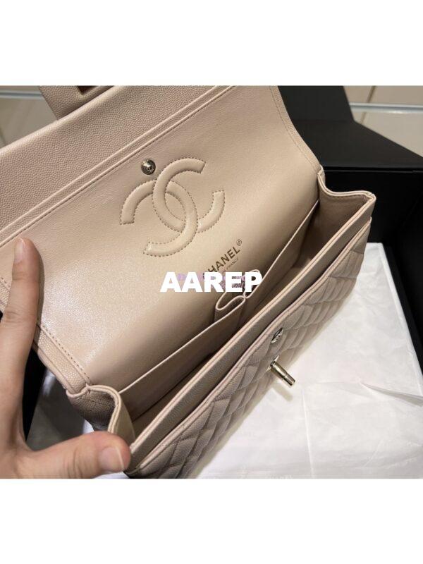 Replica Chanel 23C New CF 1112 Classic Flap Bag Qulited Grainy Caviar with Light Gold Hardware in Light Creme (Limited Edition Colour) 10