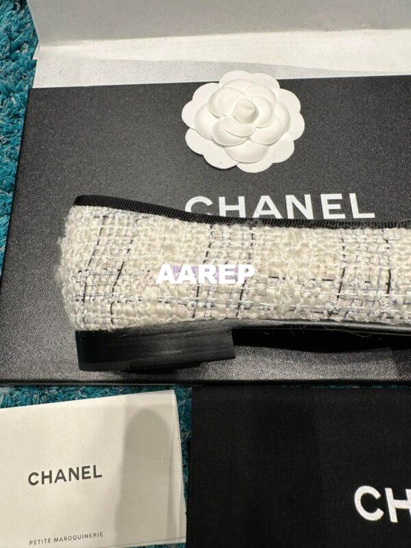 Replica Chanel Tweed and Patent Cap Toe Ballerinas G02819 WhiteBlack 6