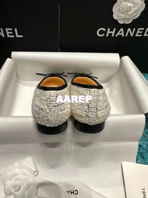 Replica Chanel Tweed and Patent Cap Toe Ballerinas G02819 WhiteBlack 7