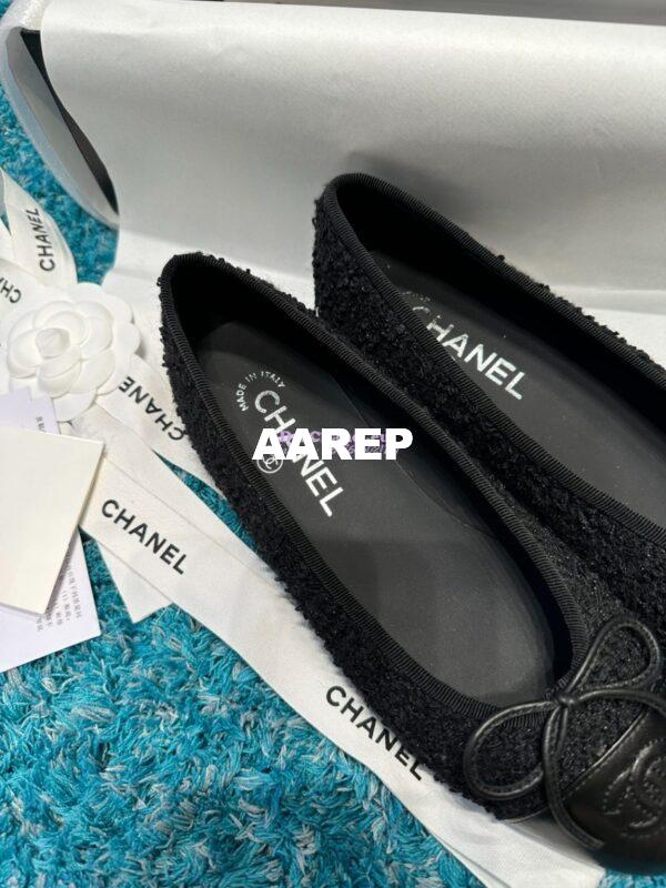 Replica Chanel Tweed and Lambskin Cap Toe Ballerinas G02819 Black 6