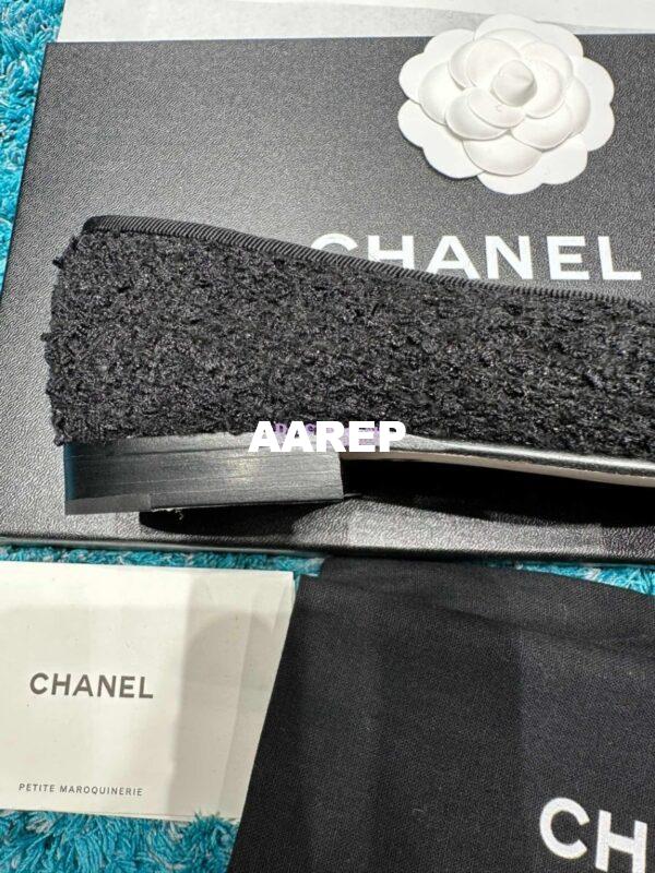 Replica Chanel Tweed and Lambskin Cap Toe Ballerinas G02819 Black 8