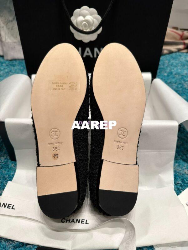 Replica Chanel Tweed and Lambskin Cap Toe Ballerinas G02819 Black 10