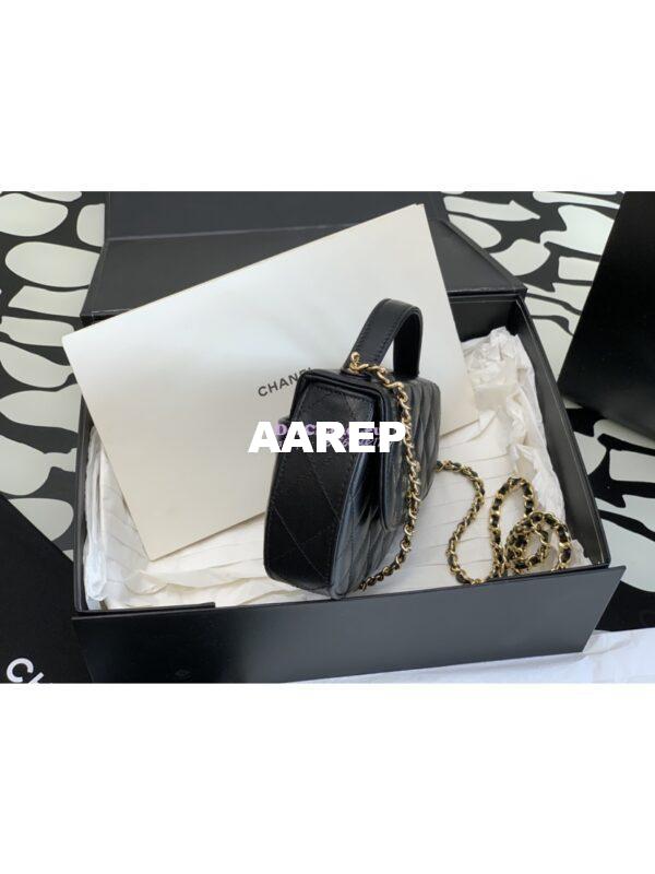 Replica Chanel Calfskin Gold CC Logo Black Flap Chain Saddle Bag Shoulder Bag AP3367 5