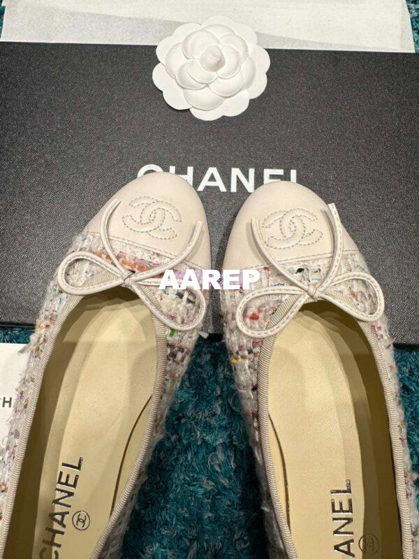 Replica Chanel Tweed and Lambskin Cap Toe Ballerinas G02819 Ivory Multicolor 3