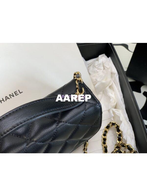 Replica Chanel Calfskin Gold CC Logo Black Flap Chain Saddle Bag Shoulder Bag AP3367 6