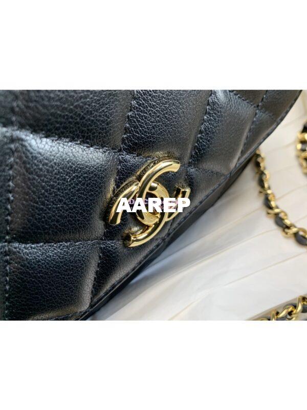 Replica Chanel Calfskin Gold CC Logo Black Flap Chain Saddle Bag Shoulder Bag AP3367 7