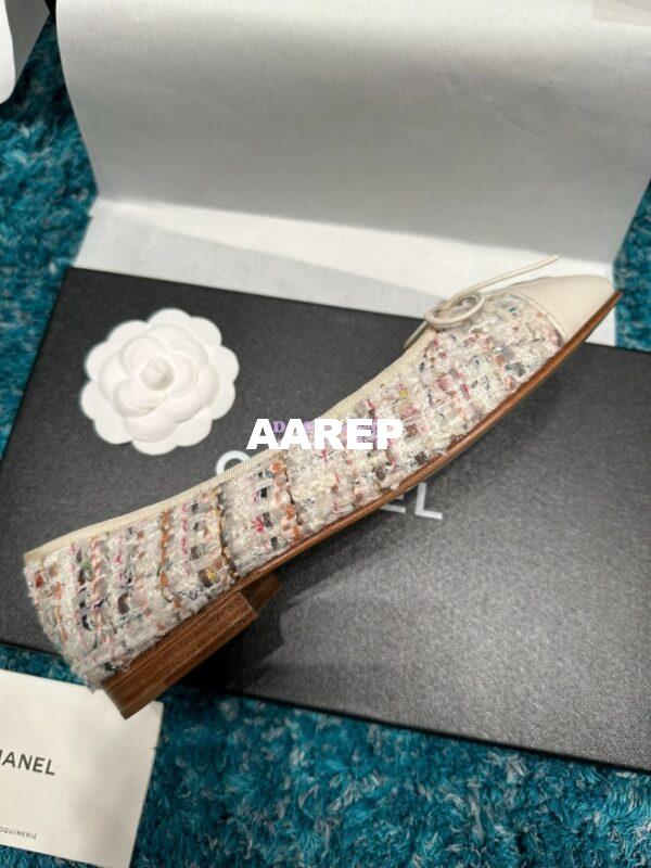 Replica Chanel Tweed and Lambskin Cap Toe Ballerinas G02819 Ivory Multicolor 5