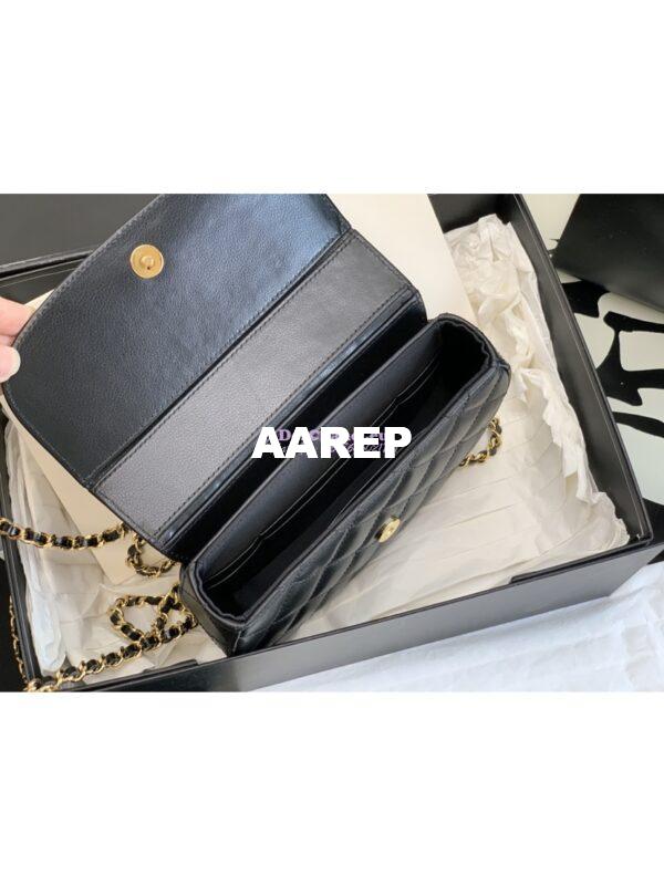 Replica Chanel Calfskin Gold CC Logo Black Flap Chain Saddle Bag Shoulder Bag AP3367 8
