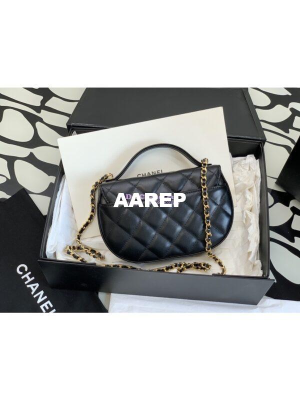 Replica Chanel Calfskin Gold CC Logo Black Flap Chain Saddle Bag Shoulder Bag AP3367 10
