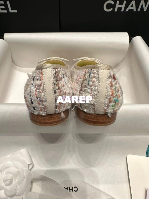 Replica Chanel Tweed and Lambskin Cap Toe Ballerinas G02819 Ivory Multicolor 7