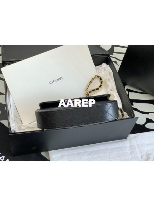 Replica Chanel Calfskin Gold CC Logo Black Flap Chain Saddle Bag Shoulder Bag AP3367 11