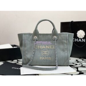 Replica Chanel Small Tote 2 in 1 Washed Denim & Woolen Deauville Bag AS3351 Denim Vintage Blue