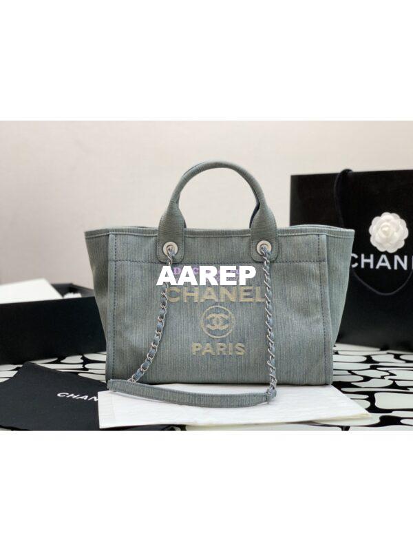 Replica Chanel Small Tote 2 in 1 Washed Denim & Woolen Deauville Bag AS3351 Denim Vintage Blue 3