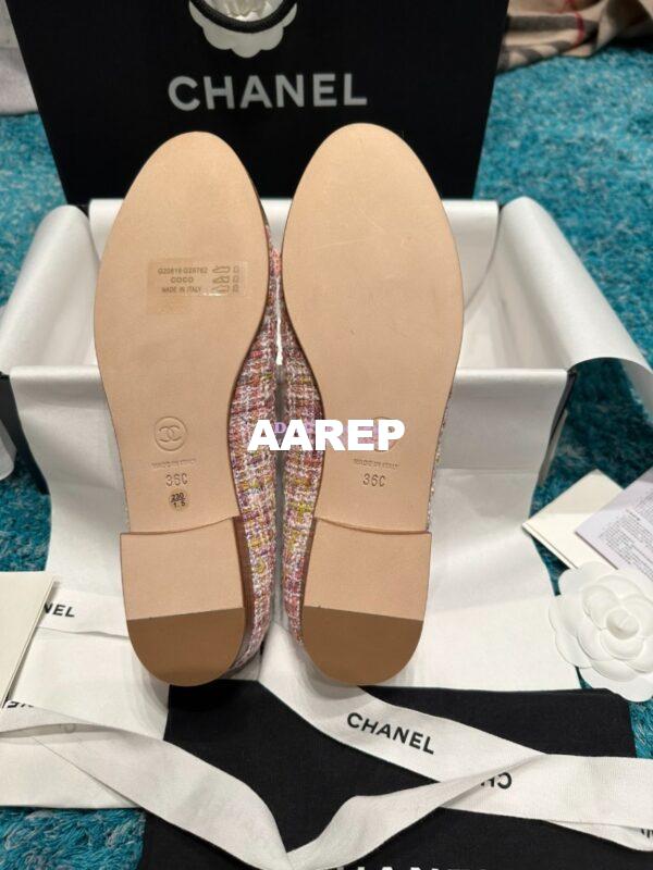 Replica Chanel Tweed and Lambskin Metallic Cap Toe Ballerinas G02819 Gold Pink 8