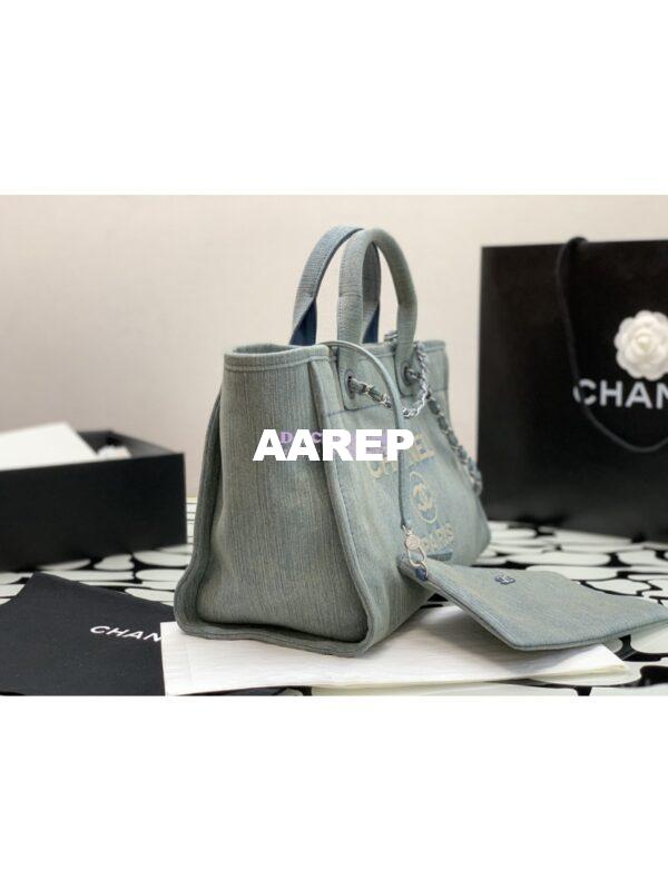 Replica Chanel Small Tote 2 in 1 Washed Denim & Woolen Deauville Bag AS3351 Denim Vintage Blue 6