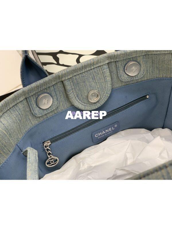Replica Chanel Small Tote 2 in 1 Washed Denim & Woolen Deauville Bag AS3351 Denim Vintage Blue 8