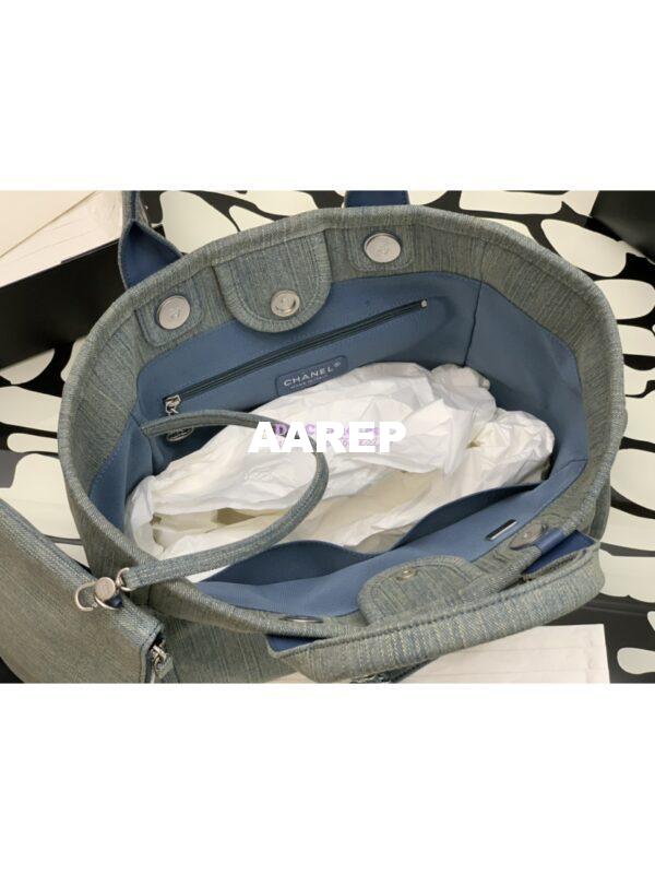 Replica Chanel Small Tote 2 in 1 Washed Denim & Woolen Deauville Bag AS3351 Denim Vintage Blue 9