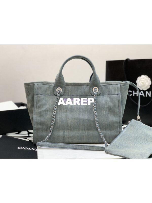 Replica Chanel Small Tote 2 in 1 Washed Denim & Woolen Deauville Bag AS3351 Denim Vintage Blue 10
