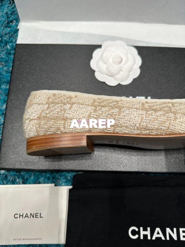 Replica Chanel Tweed and Lambskin Metallic Cap Toe Ballerinas G02819 Gold 8