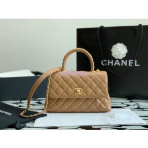 Replica Chanel Coco Bag Braided Handle in Caviar with Edge Stitching 92990 Camel 2