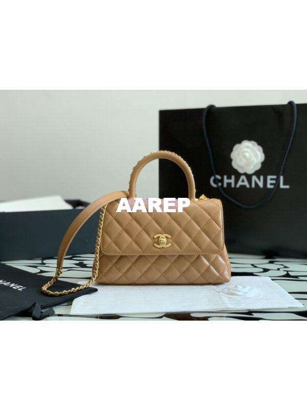 Replica Chanel Coco Bag Braided Handle in Caviar with Edge Stitching 92990 Camel 2