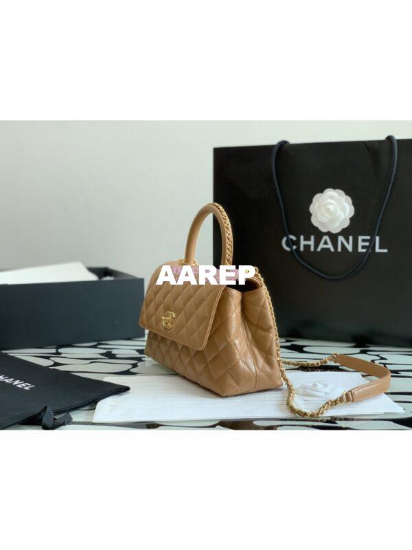 Replica Chanel Coco Bag Braided Handle in Caviar with Edge Stitching 92990 Camel 3