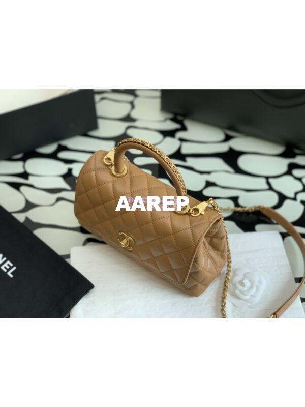 Replica Chanel Coco Bag Braided Handle in Caviar with Edge Stitching 92990 Camel 4