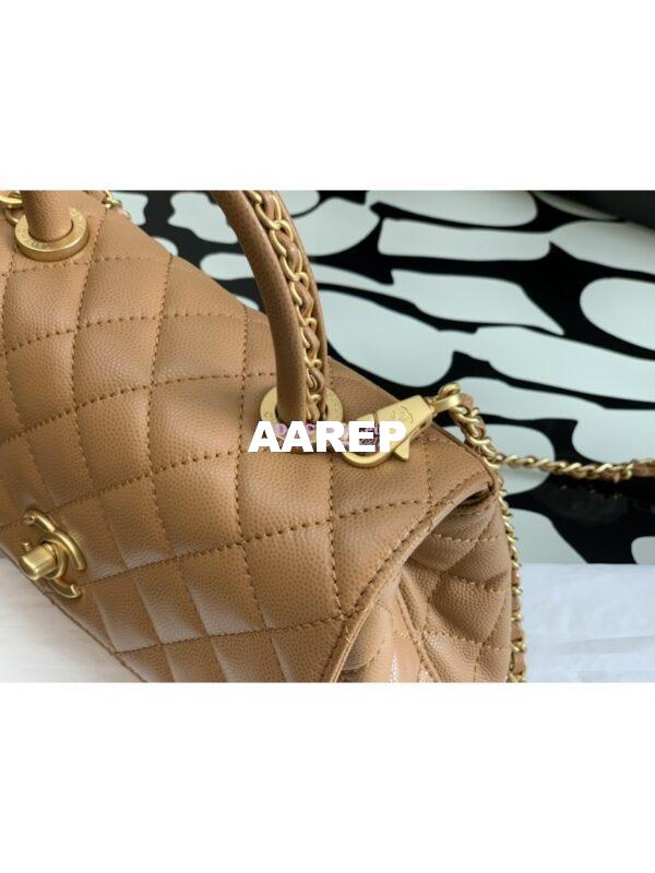Replica Chanel Coco Bag Braided Handle in Caviar with Edge Stitching 92990 Camel 5