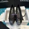 Replica Chanel Tweed and Lambskin Metallic Cap Toe Ballerinas G02819 Gold