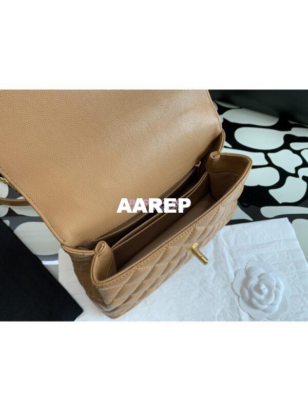 Replica Chanel Coco Bag Braided Handle in Caviar with Edge Stitching 92990 Camel 7