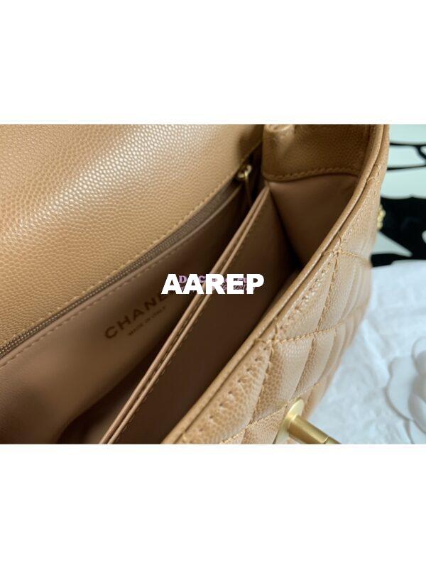 Replica Chanel Coco Bag Braided Handle in Caviar with Edge Stitching 92990 Camel 8