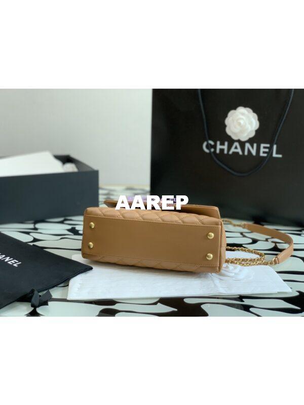 Replica Chanel Coco Bag Braided Handle in Caviar with Edge Stitching 92990 Camel 9