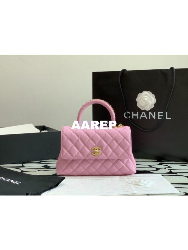 Replica Chanel Coco Bag Braided Handle in Caviar with Edge Stitching 92990 Pink 3