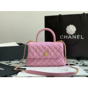 Replica Chanel Coco Bag Braided Handle in Caviar with Edge Stitching 92990 Pink 2
