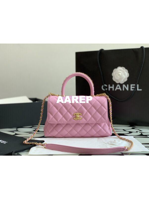 Replica Chanel Coco Bag Braided Handle in Caviar with Edge Stitching 92990 Pink 4