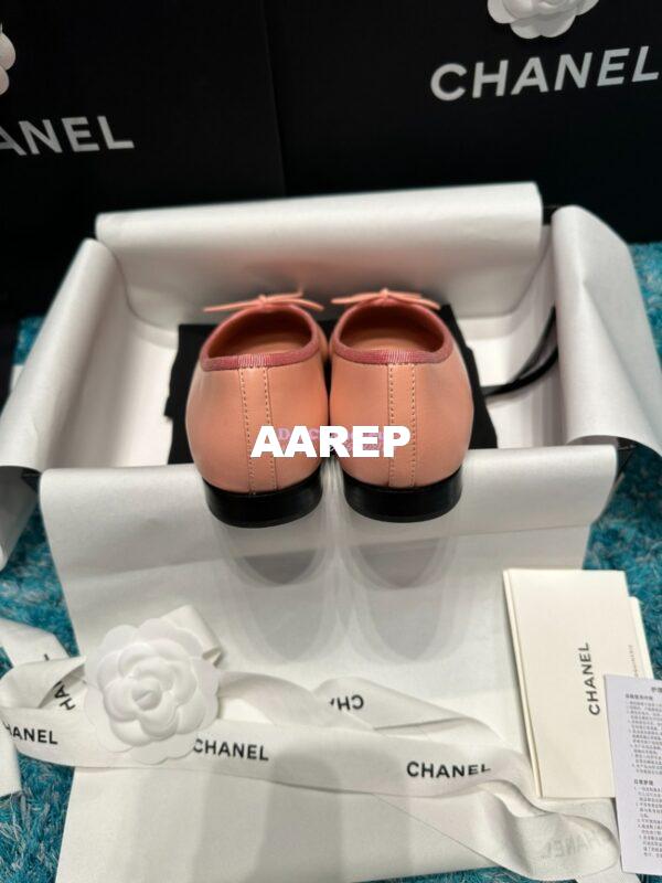Replica Chanel Classic Lambskin and Grossgrain Cap Toe Ballerinas G02819 Peach Black 9