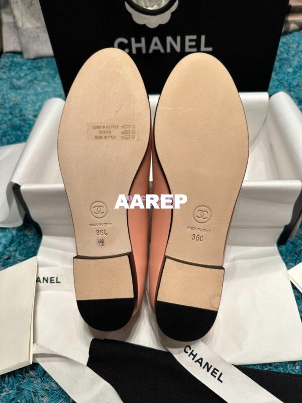 Replica Chanel Classic Lambskin and Grossgrain Cap Toe Ballerinas G02819 Peach Black 10
