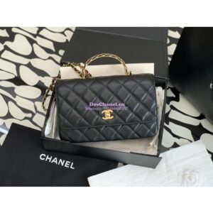 Replica Chanel Flap With Chain Top Handle Bag Lambskin AS4232 Black