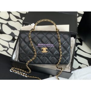 Replica Chanel Flap With Chain Top Handle Bag Lambskin AS4232 Black 2