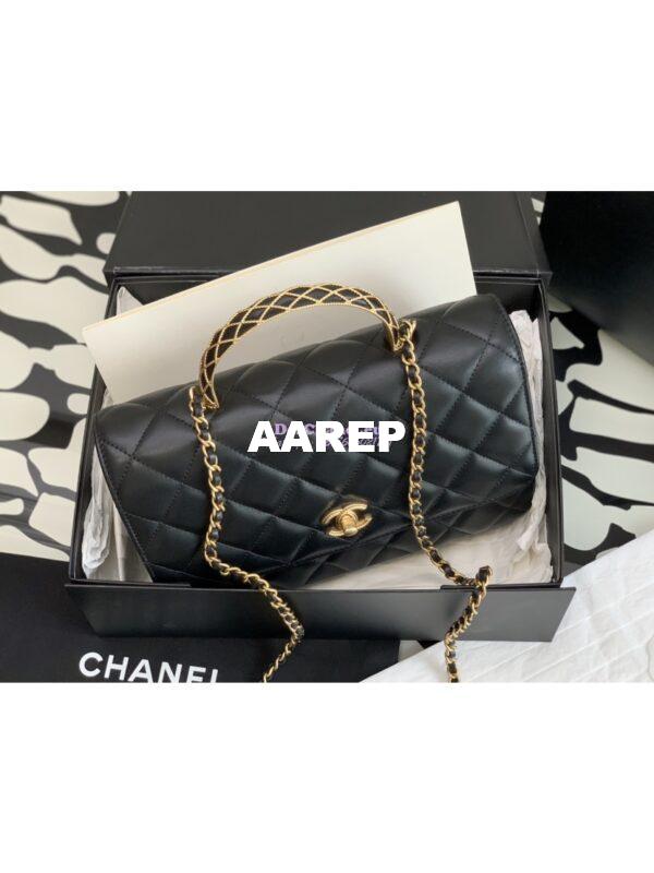 Replica Chanel Flap With Chain Top Handle Bag Lambskin AS4232 Black 5