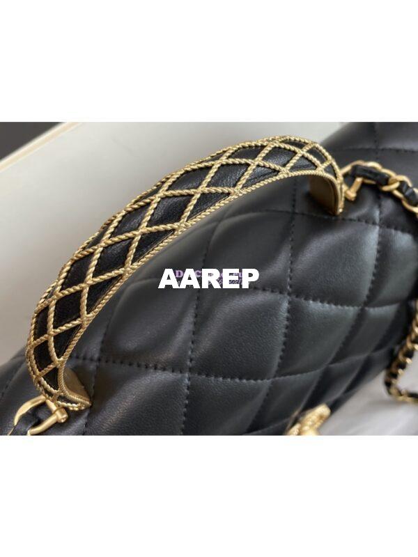 Replica Chanel Flap With Chain Top Handle Bag Lambskin AS4232 Black 6
