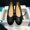 Replica Chanel Classic Lambskin and Grossgrain Cap Toe Ballerinas G02819 Peach Black