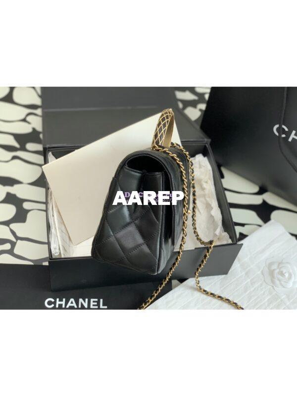 Replica Chanel Flap With Chain Top Handle Bag Lambskin AS4232 Black 8