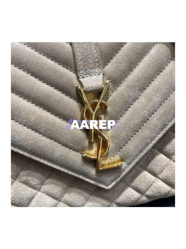 Replica YSL Saint Laurent Envelope Medium Bag In Mix Matelassé Suede Calf 600185 Beige 5